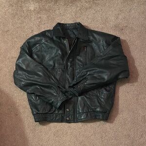 Dark Green Cricketeer Genuine Vintage Leather Jacket